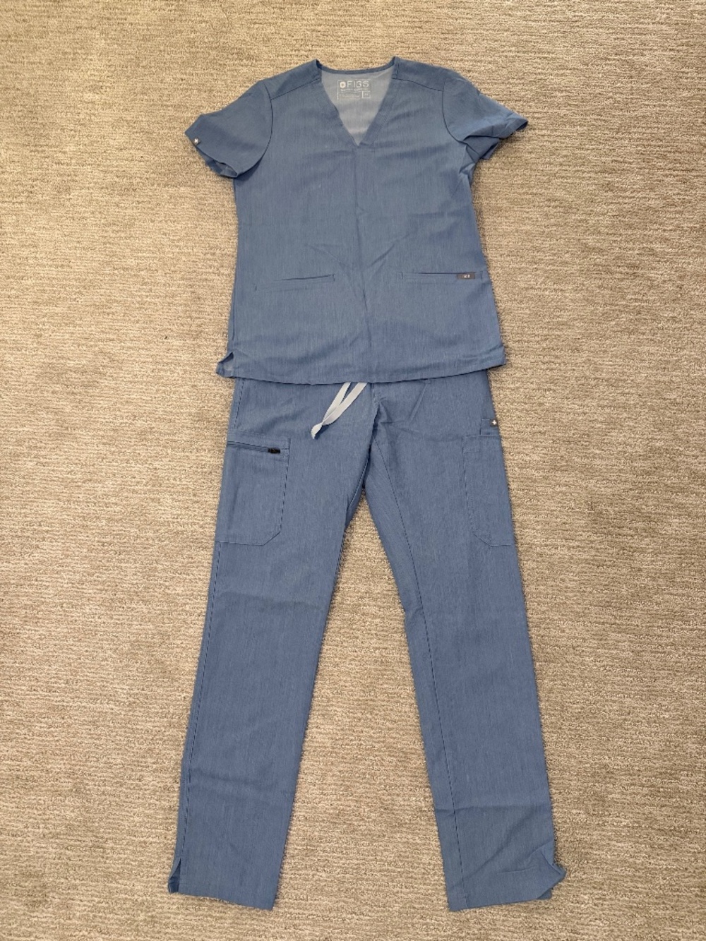 Figs Blue Track Pants & Scrub Top Set